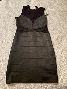 2B Bebe Black Sheer-Panel Bandage Mini Dress